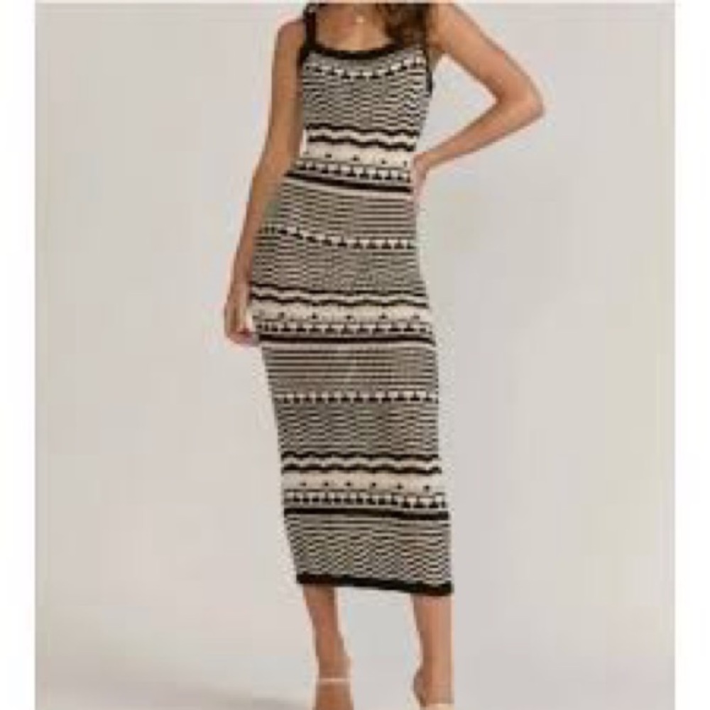 Joie Crochet Knit Bodycon Dress Black White Stripe | Women’s Small (Est.)